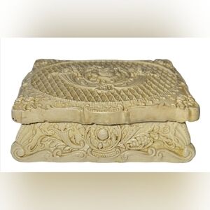 Vintage Alabaster Floral Jewelry Box